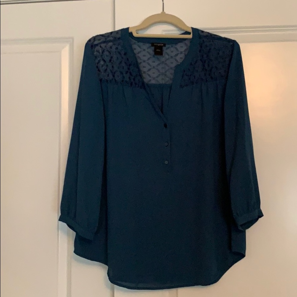 Teal Ann Taylor blouse